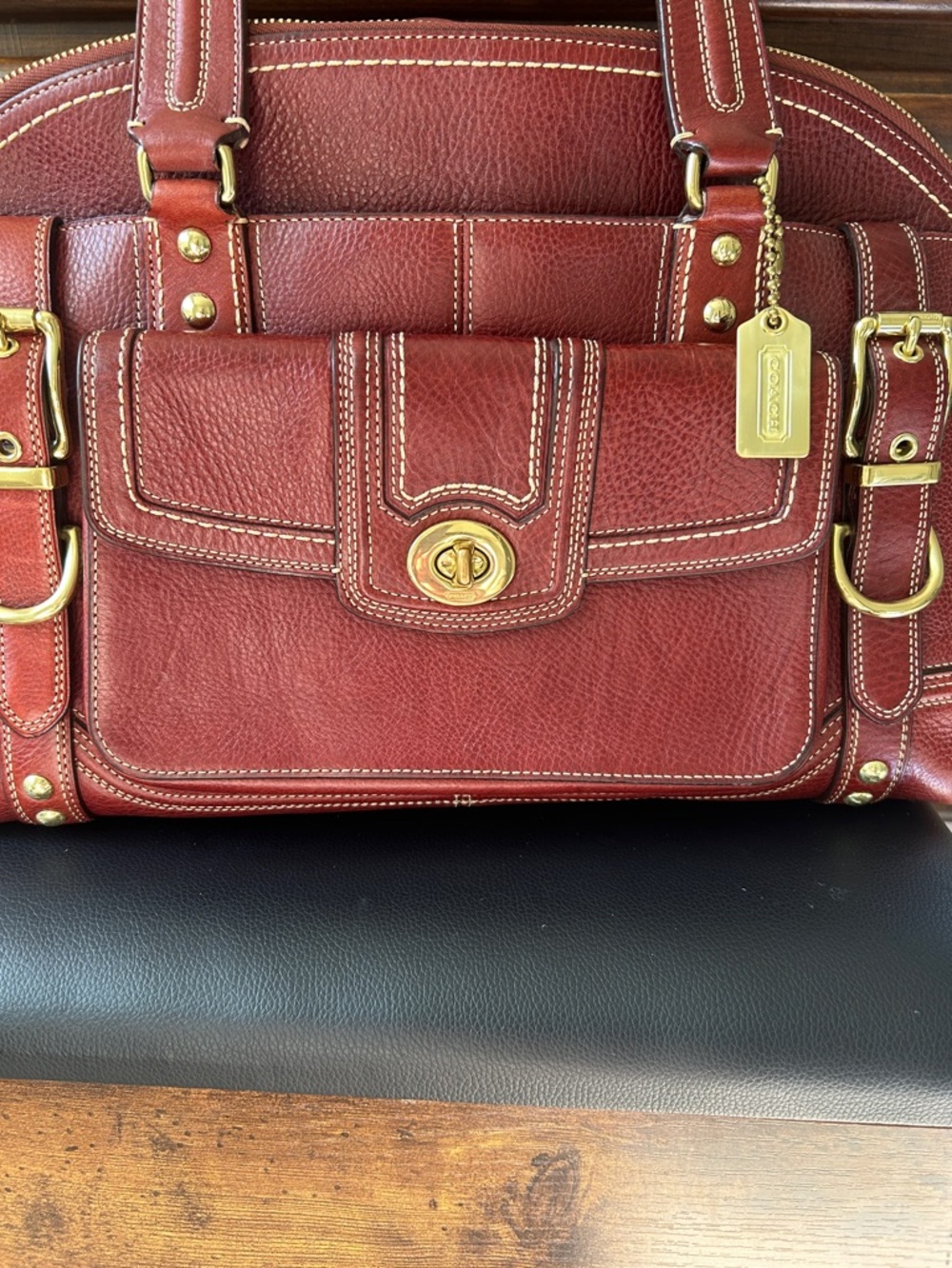 Authentic Vintage Coach Hampton Miranda Satchel Leather Bordeaux Burgundy 11085 - Picture 2 of 15